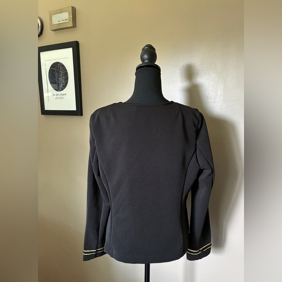 Libby Edelman Double Button Military style blazer Jacket black ribbed sz L EUC - Picture 4 of 14